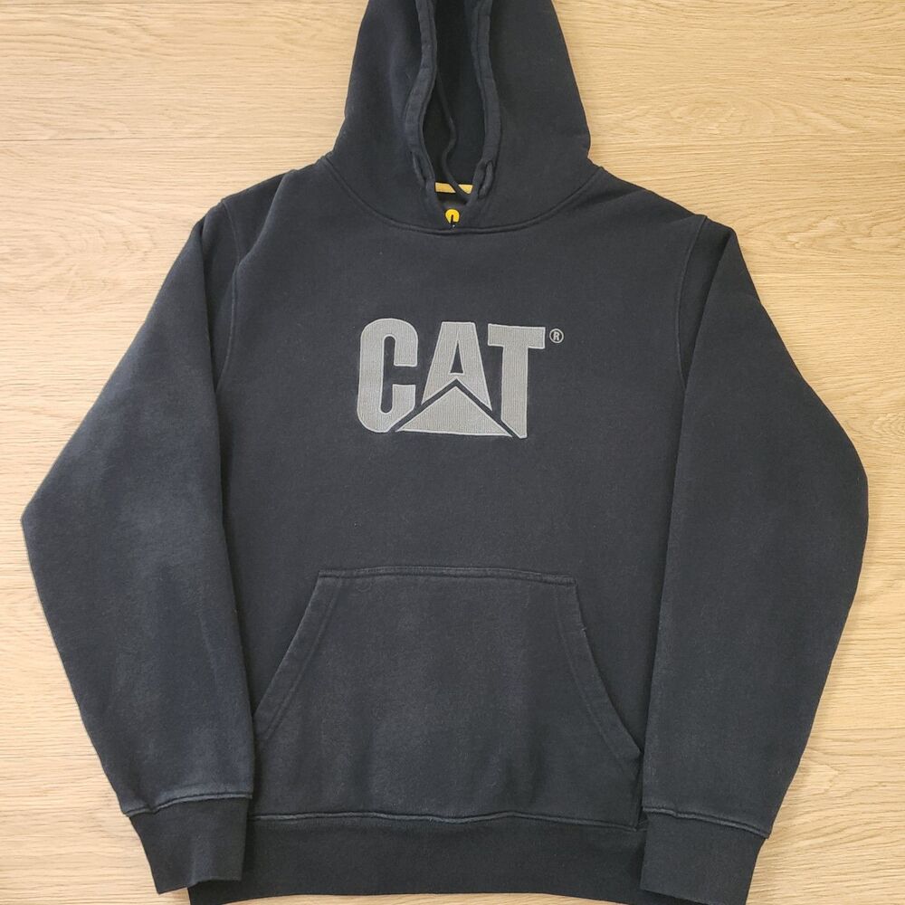 CAT Caterpillar Heavy Equipment Logo Hoodie Men M Sweatshirt Pullover Embroidery